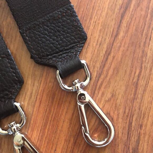 a.testoni Chocolate brown logo wide strap luggage strap purse strap. - Picture 7 of 8